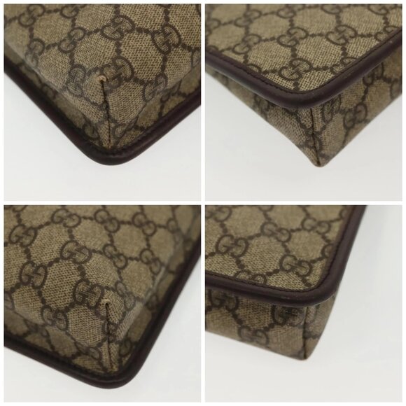 GUCCI GG Supreme Shoulder Bag PVC Beige Silver - Picture 16 of 16